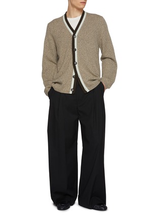 Figure View - Click To Enlarge - BARRIE - Two Tone Pipping Cashmere Knit Cardigan