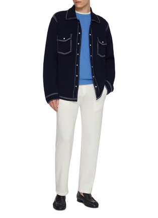 Figure View - Click To Enlarge - BARRIE - Contrast Stitch Cashmere Cotton Denim Overshirt