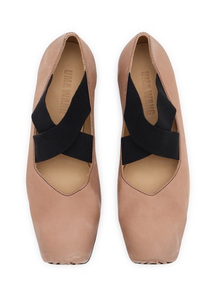 Detail View - Click To Enlarge - UMA WANG - Crisscross Elastic Band Leather Ballerina Flats