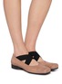 Figure View - Click To Enlarge - UMA WANG - Crisscross Elastic Band Leather Ballerina Flats