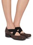 Figure View - Click To Enlarge - UMA WANG - 45 Crisscross Elastic Band Leather Ballerina Pumps