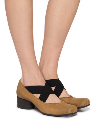 Figure View - Click To Enlarge - UMA WANG - 45 Crisscross Elastic Band Leather Ballerina Pumps