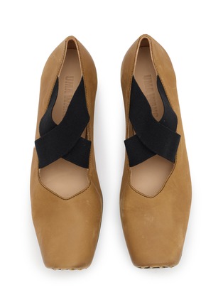 Detail View - Click To Enlarge - UMA WANG - Crisscross Elastic Band Leather Ballerina Flats