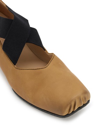 Detail View - Click To Enlarge - UMA WANG - Crisscross Elastic Band Leather Ballerina Flats