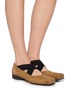Figure View - Click To Enlarge - UMA WANG - Crisscross Elastic Band Leather Ballerina Flats