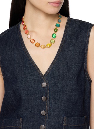 Front View - Click To Enlarge - GOOSSENS - Cabochons 24K Gold Plated Brass Necklace