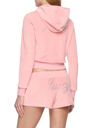 Back View - Click To Enlarge - SPORTY & RICH - x Juicy Couture Script Zip Up Cotton Velour Hoodie
