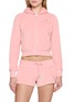 SPORTY & RICH x Juicy Couture Script Zip Up Cotton Velour Hoodie