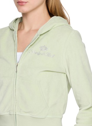  - SPORTY & RICH - x Juicy Couture Script Zip Up Cotton Velour Hoodie