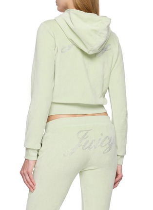 Back View - Click To Enlarge - SPORTY & RICH - x Juicy Couture Script Zip Up Cotton Velour Hoodie