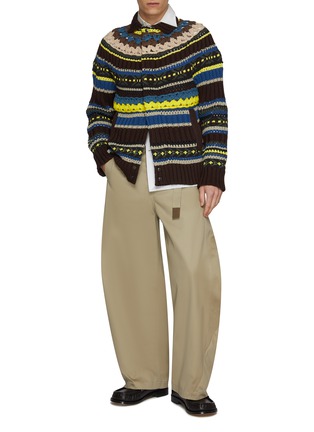 Figure View - Click To Enlarge - SACAI - Curved Leg Belted Cotton Chino Pants