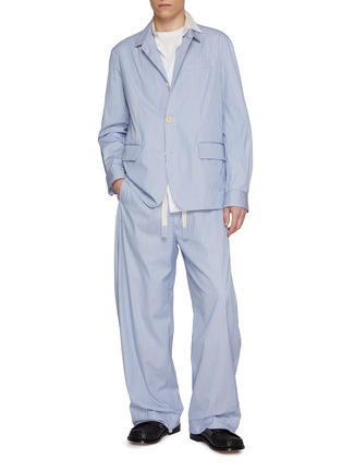 Figure View - Click To Enlarge - SACAI - Striped Elasticated Drawstring Waist Pants