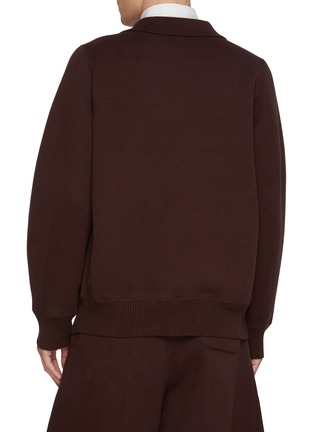 Back View - Click To Enlarge - SACAI - Double Breasted Cotton Cashmere Knit Blazer