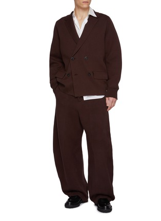 Figure View - Click To Enlarge - SACAI - Double Breasted Cotton Cashmere Knit Blazer