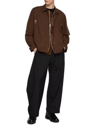 Figure View - Click To Enlarge - SACAI - Hybrid Layered Hem Wool Blend Shirt Jacket