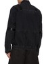 Back View - Click To Enlarge - SACAI - Oversized Dark Wash High Neck Leather Trim Denim Jacket