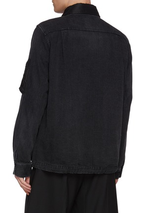 Back View - Click To Enlarge - SACAI - Dark Wash Hybrid Dual Fastening Denim Jacket