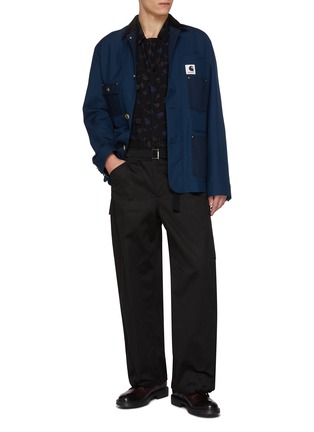 Figure View - Click To Enlarge - SACAI - Short Sleeve Tonal Floral Cotton Pocket Shirt