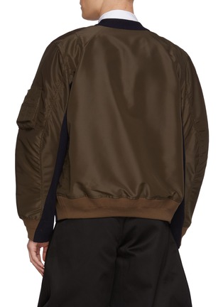 Back View - Click To Enlarge - SACAI - Oversized Hybrid Sleeve Cotton Blend Knit Cardigan