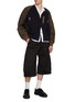 Figure View - Click To Enlarge - SACAI - Oversized Hybrid Sleeve Cotton Blend Knit Cardigan
