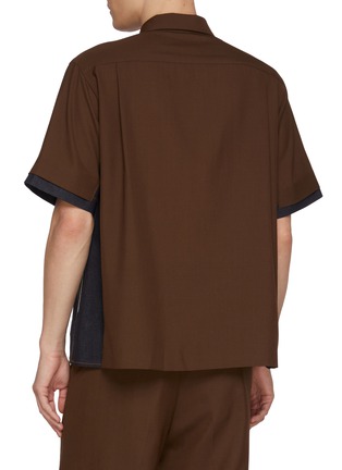 Back View - Click To Enlarge - SACAI - Hybrid Underarm Panel Wool Blend Shirt