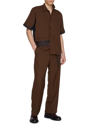 Figure View - Click To Enlarge - SACAI - Hybrid Underarm Panel Wool Blend Shirt