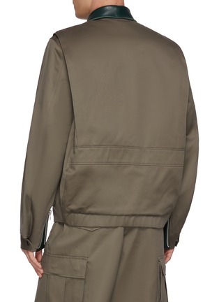 Back View - Click To Enlarge - SACAI - Zip Up Leather Trim Cotton Chino Jacket