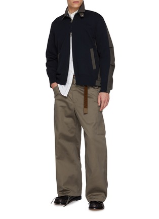 Figure View - Click To Enlarge - SACAI - Hybrid Knit Sleeve Weather Cloth Zip Up Jacket