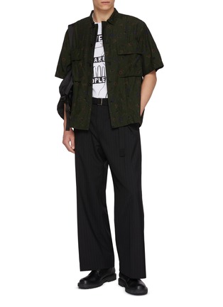 Figure View - Click To Enlarge - SACAI - Chalk Striped Side Wrap Belted Cotton Blend Pants