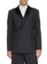 SACAI Double Breasted Layered Satin Lapel Wool Blend Blazer