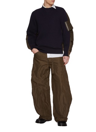 Figure View - Click To Enlarge - SACAI - Hybrid Sleeve Sponge Sweat Cotton Sweatshirt