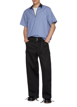 Figure View - Click To Enlarge - SACAI - Hybrid Double Waist Belted Cotton Chino Cargo Pants
