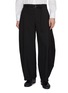 SACAI Belted Pleated Curved Leg Wool Blend Pants