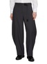 SACAI Belted Pleated Curved Leg Wool Blend Pants