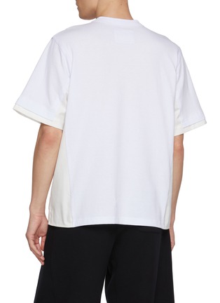 Back View - Click To Enlarge - SACAI - Hybrid Panelled Denim Pocket Cotton T-Shirt