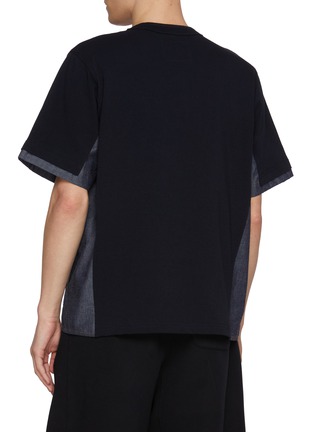 Back View - Click To Enlarge - SACAI - Hybrid Panelled Denim Pocket Cotton T-Shirt
