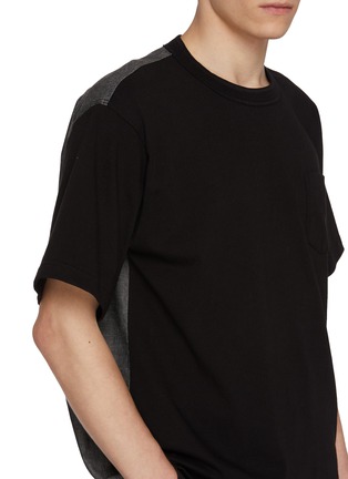  - SACAI - Hybrid Panelled Denim Pocket Cotton T-Shirt