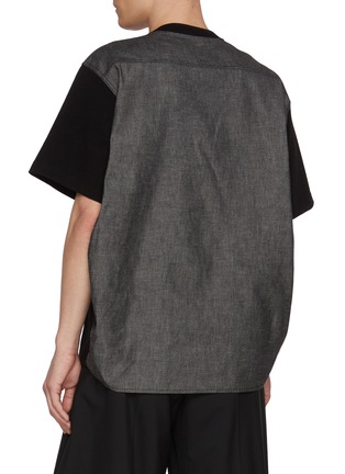 Back View - Click To Enlarge - SACAI - Hybrid Panelled Denim Pocket Cotton T-Shirt