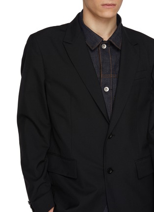  - SACAI - Single Breasted Layered Denim Wool Blend Blazer