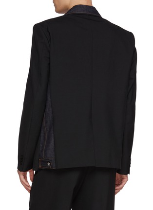 Back View - Click To Enlarge - SACAI - Single Breasted Layered Denim Wool Blend Blazer