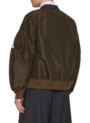 Back View - Click To Enlarge - SACAI - Oversized Single Breasted Hybrid Nylon Sleeve Wool Blend Blazer