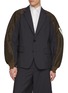 SACAI Oversized Single Breasted Hybrid Nylon Sleeve Wool Blend Blazer