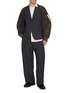 Figure View - Click To Enlarge - SACAI - Oversized Single Breasted Hybrid Nylon Sleeve Wool Blend Blazer