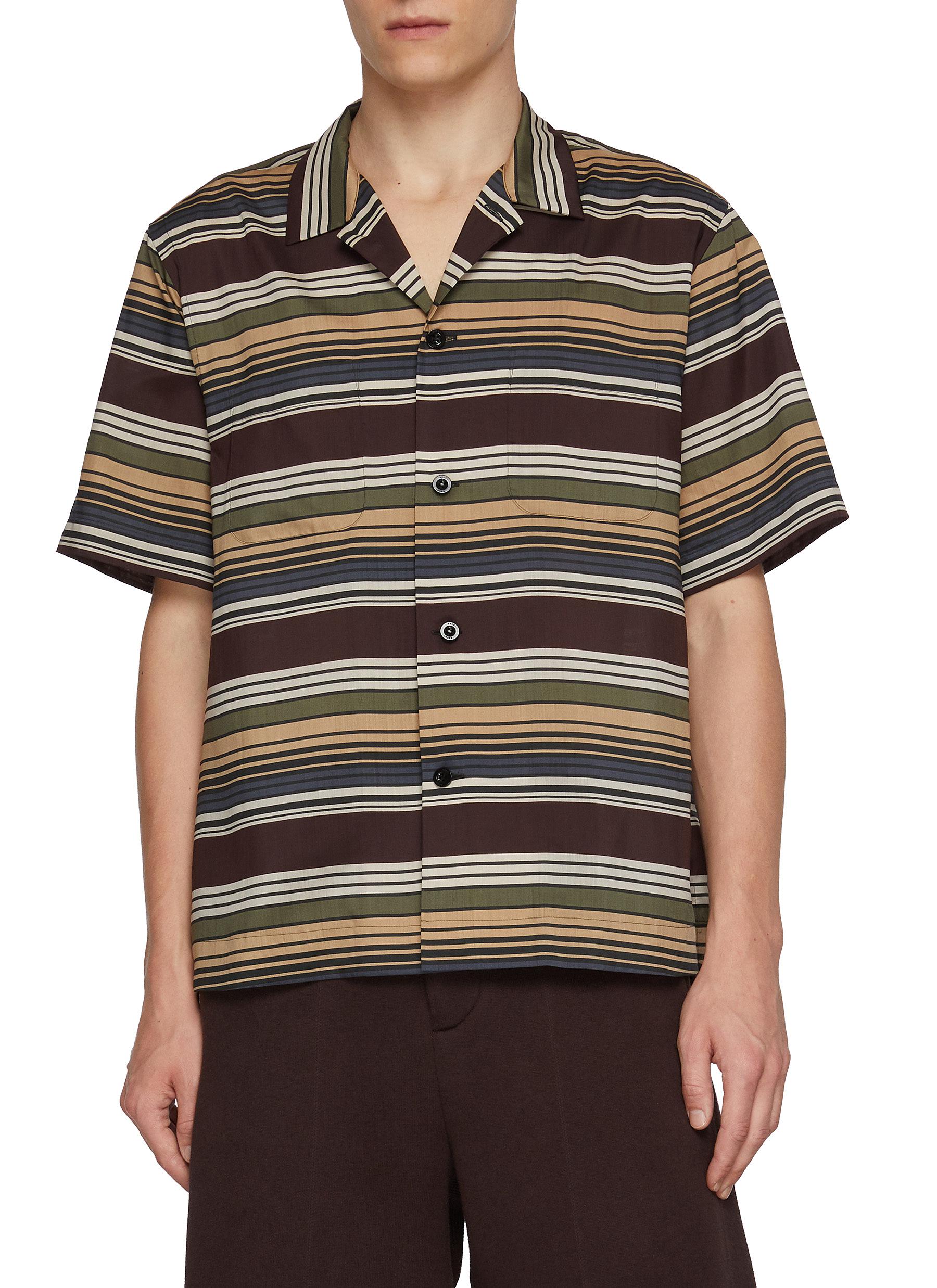 SACAI | Short Sleeve Horizontal Striped Shirt | Men | Lane Crawford