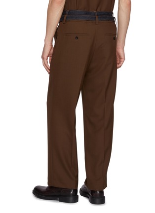 Back View - Click To Enlarge - SACAI - Belted Hybrid Double Denim Waist Wool Blend Pants