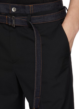  - SACAI - Belted Hybrid Double Denim Waist Wool Blend Pants