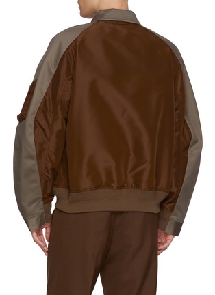 Back View - Click To Enlarge - SACAI - Oversized Hybrid Sleeve Nylon Cotton Chino Bomber Jacket