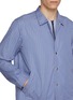  - SACAI - Striped Button Up Layered Hem Cotton Poplin Shirt Jacket