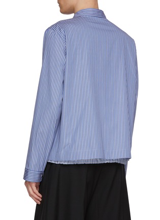 Back View - Click To Enlarge - SACAI - Striped Button Up Layered Hem Cotton Poplin Shirt Jacket