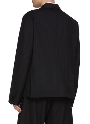 Back View - Click To Enlarge - SACAI - Single Breasted Chalk Striped Layered Cotton Blazer
